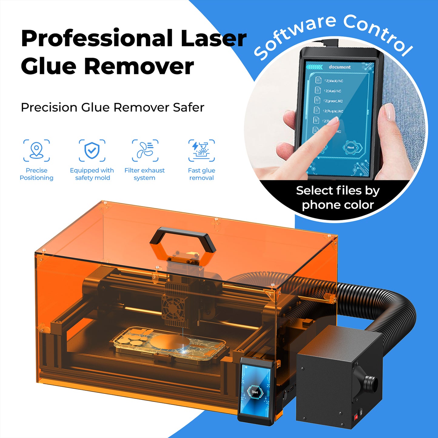 V9 Laser Machine for iPhone 8-16 Series Back Glass Replacement, Cell Phone Repair Laser Safely, Auto-Focus Laser Seperator Engraving Machine with Air Filter and Phone Repair Tools