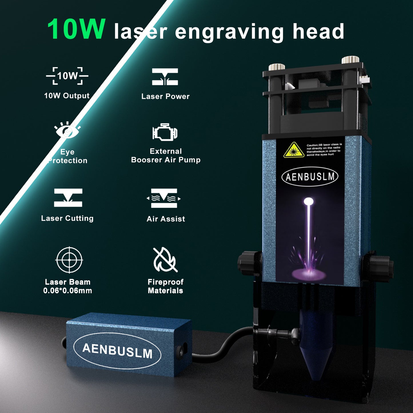 AENBUSLM Laser Engraving Cutting Module with Air Assist, 10W(10000mW) Output Power,Built-in FAC,Compressed Spot CNC Carving DIY Laser Master for Laser Cutter Laser Engraver Machine - Class 4