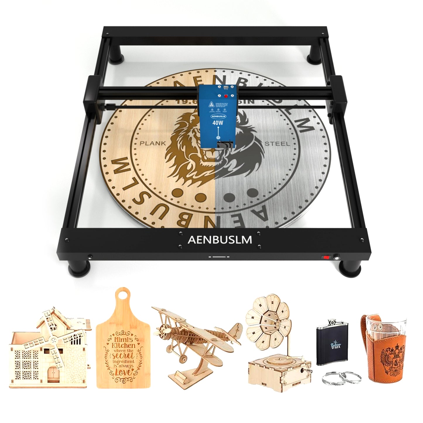 AENBUSLM Laser Engraving Machine,40W Laser Module Built-in Air Pump 5.5W(5500mW) Output Power,Laser Cutting Engraving Tool Engraving Machine for Wood Metal Aluminum Glass Leather