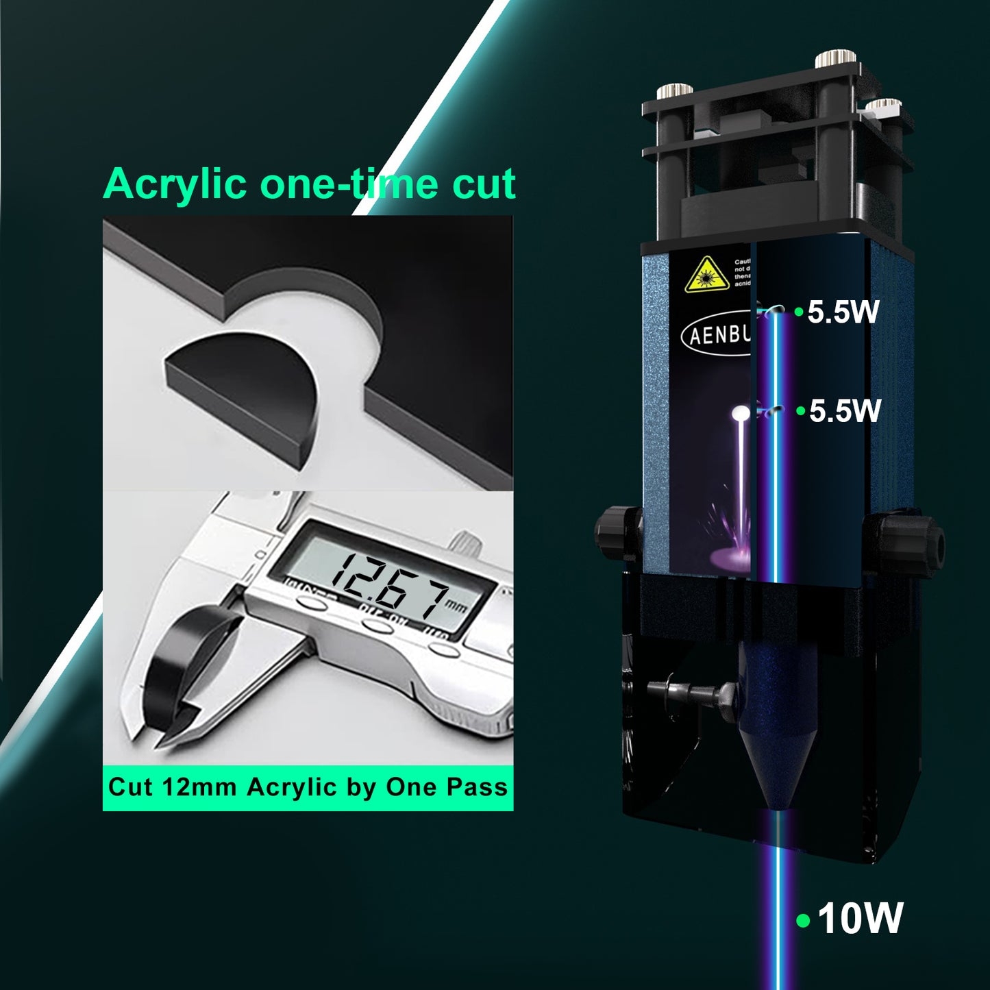 AENBUSLM Laser Engraving Cutting Module with Air Assist, 10W(10000mW) Output Power,Built-in FAC,Compressed Spot CNC Carving DIY Laser Master for Laser Cutter Laser Engraver Machine - Class 4