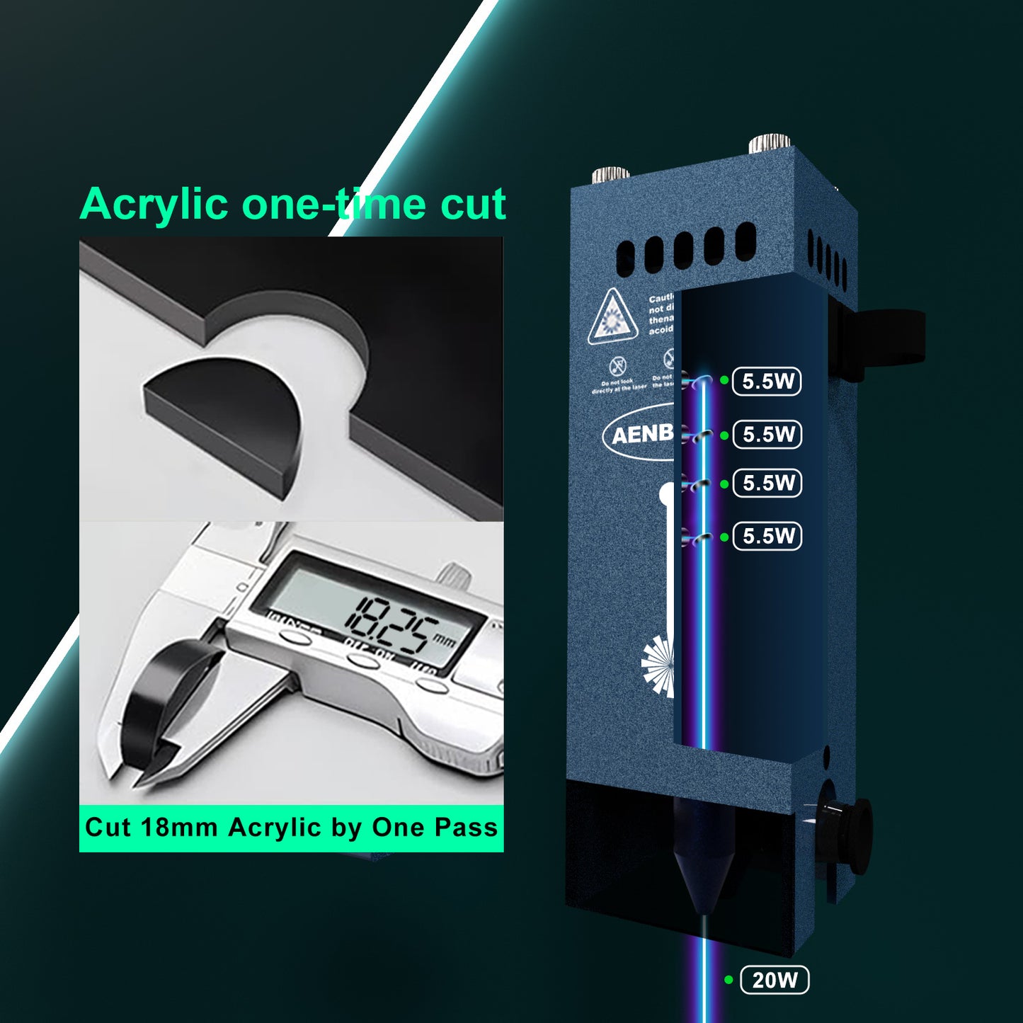 AENBUSLM Laser Module with Air Assit for Laser Cutter & Laser Engraver Machine,20W Output Power,Built in FAC,Ultra-Fine Compressed Spot CNC Carving DIY Laser Master - Class 4