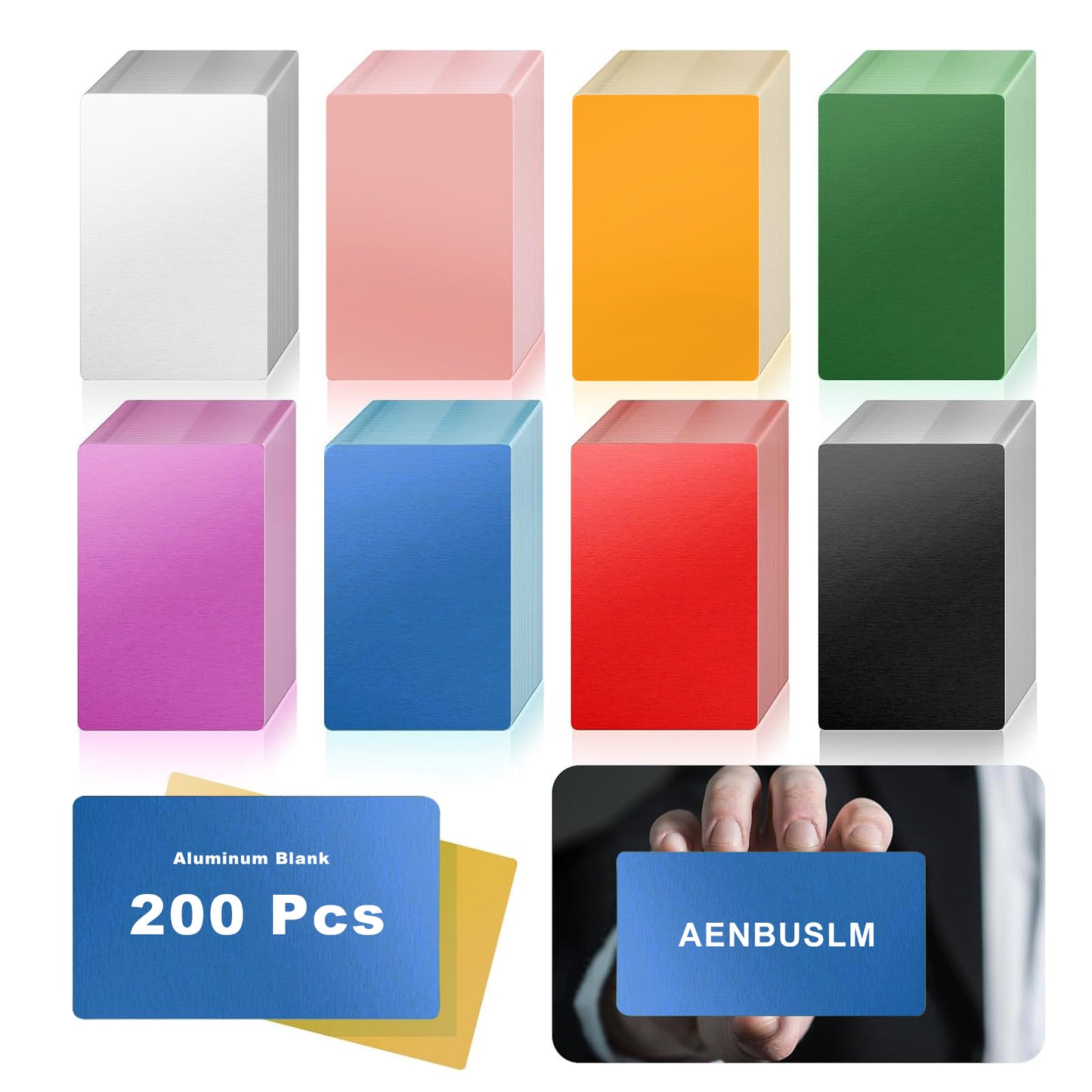 AENBUSLM Laser Engraving Blanks, 200pcs Black Aluminum Alloy Sheets for CNC Engraving, Laser Crafting, Multipurpose Metal Business Cards. DIY Gift Cards, 85 x 55x 0.2mm Thickness