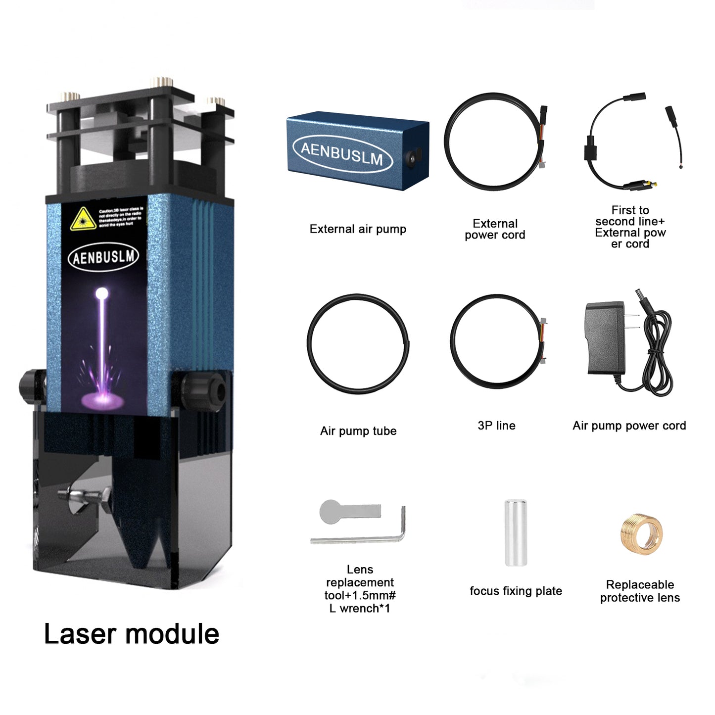 AENBUSLM Laser Engraving Cutting Module with Air Assist, 10W(10000mW) Output Power,Built-in FAC,Compressed Spot CNC Carving DIY Laser Master for Laser Cutter Laser Engraver Machine - Class 4