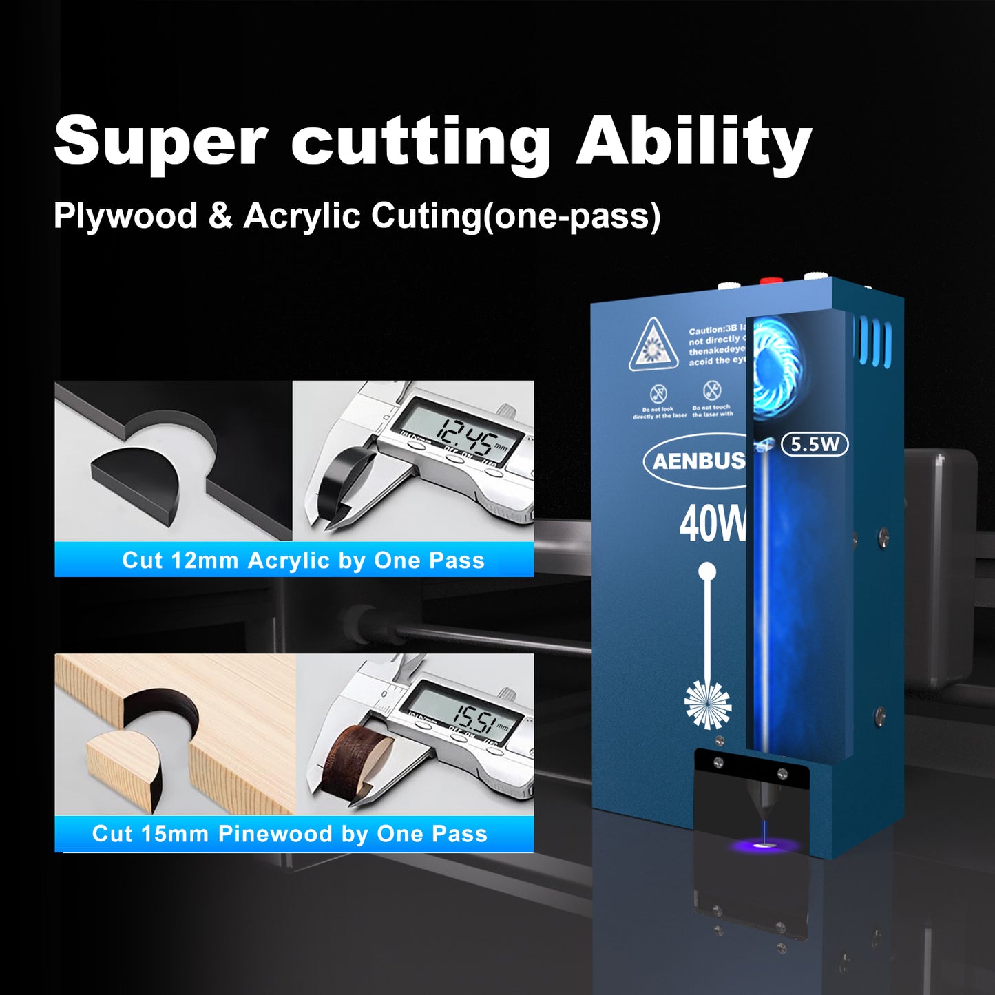AENBUSLM Laser Engraving Machine,40W Laser Module Built-in Air Pump 5.5W(5500mW) Output Power,Laser Cutting Engraving Tool Engraving Machine for Wood Metal Aluminum Glass Leather