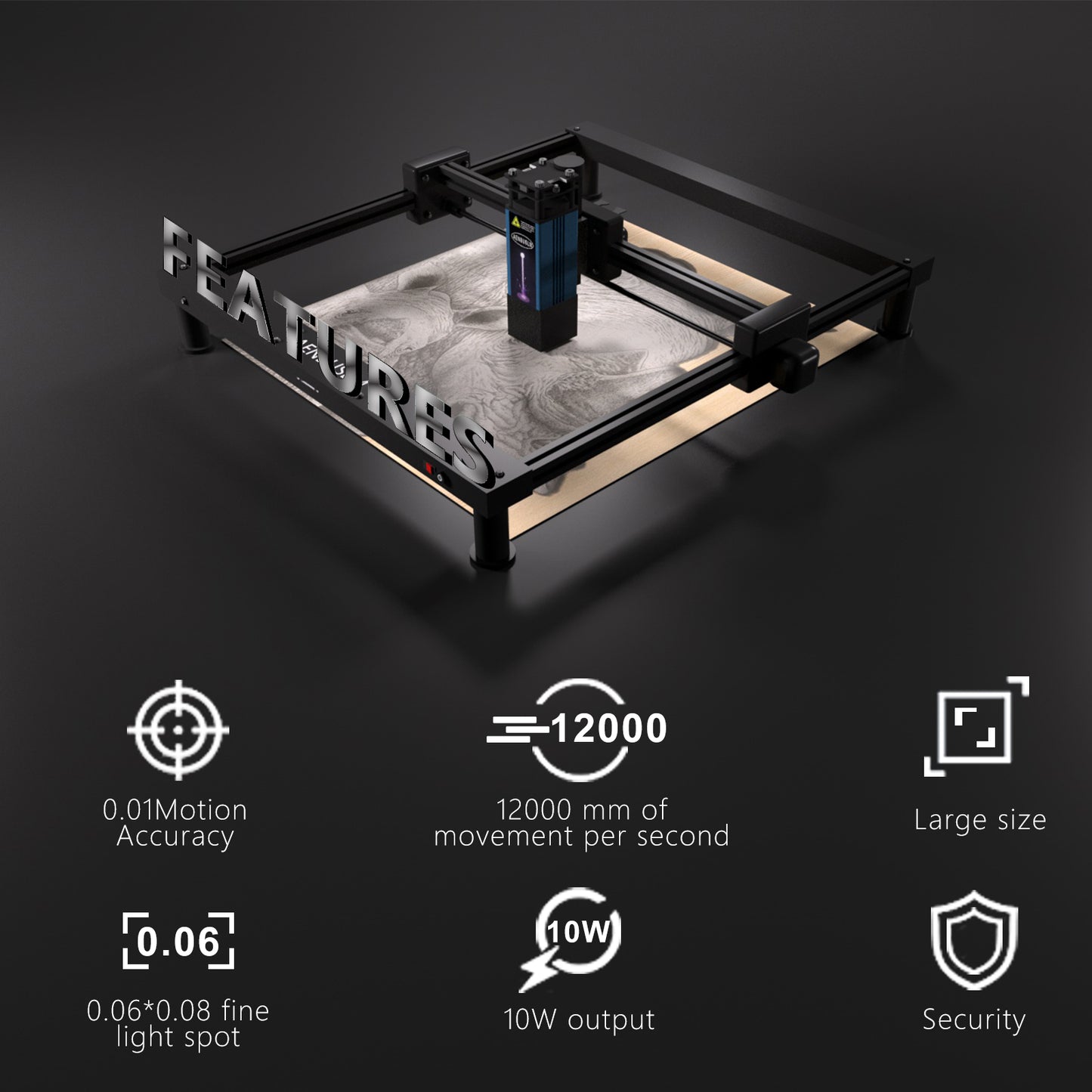 AENBUSLM T1-CX10W Laser Engraver Machine,0.06mm High Precision Laser Engraving Machine 10W Laser Cutter and Engraver Machine for Wood Metal Acrylic Leather