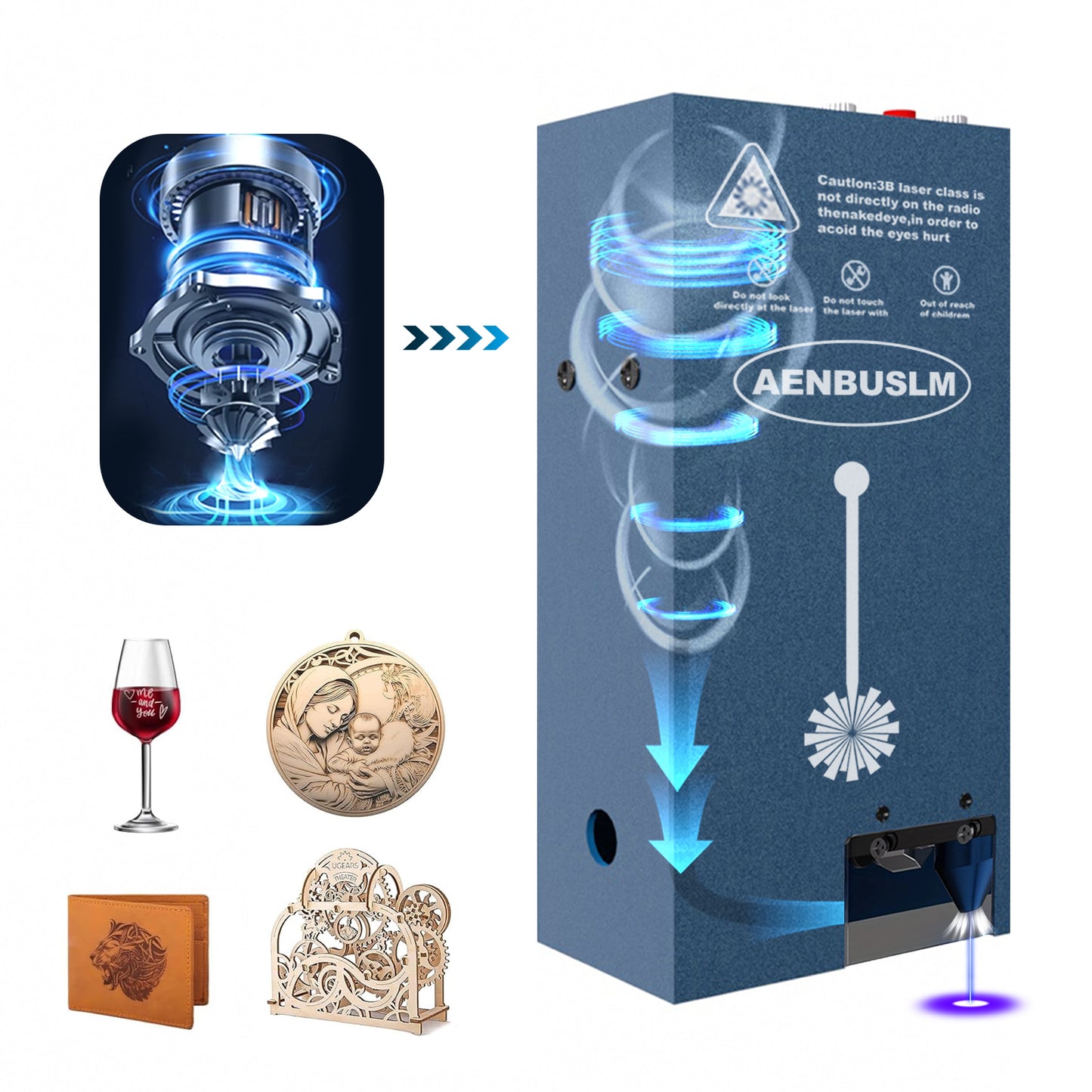 AENBUSLM Laser Engraving Cutting Module with Built-in Air Assist, 20W Output Power,Built-in FAC,Compressed Spot CNC Carving DIY Laser Master for Laser Cutter Laser Engraver Machine - Class 4