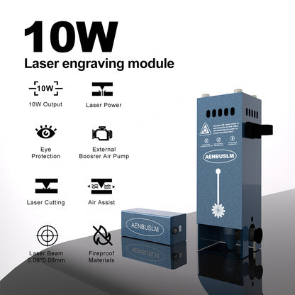 AENBUSLM  Laser Module with Air Assit for Laser Cutter & Laser Engraver Machine,10W(10000mW) Output Power,Built in FAC,Ultra-Fine Compressed Spot CNC Carving DIY Laser Master - Class 4