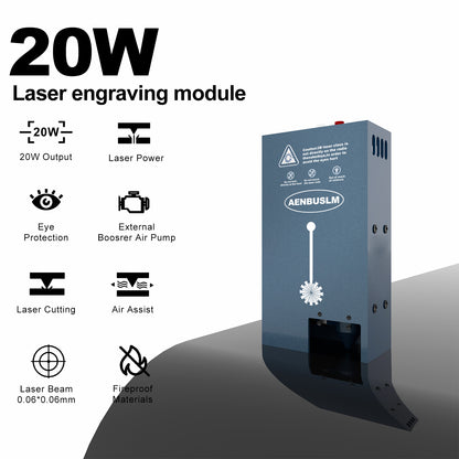 AENBUSLM Laser Engraving Cutting Module with Built-in Air Assist, 20W Output Power,Built-in FAC,Compressed Spot CNC Carving DIY Laser Master for Laser Cutter Laser Engraver Machine - Class 4