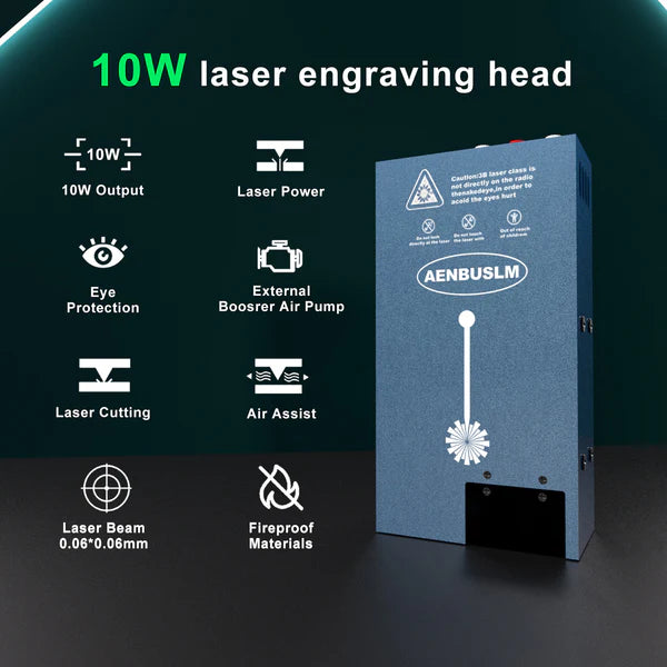 Laser engraving and cutting module with built-in air assist, 10W output power, built-in FAC, compressed beam point CNC engraving DIY laser master, suitable for laser cutters and laser engravers — Level 4, a set of 15 heads. 15 times efficiency.