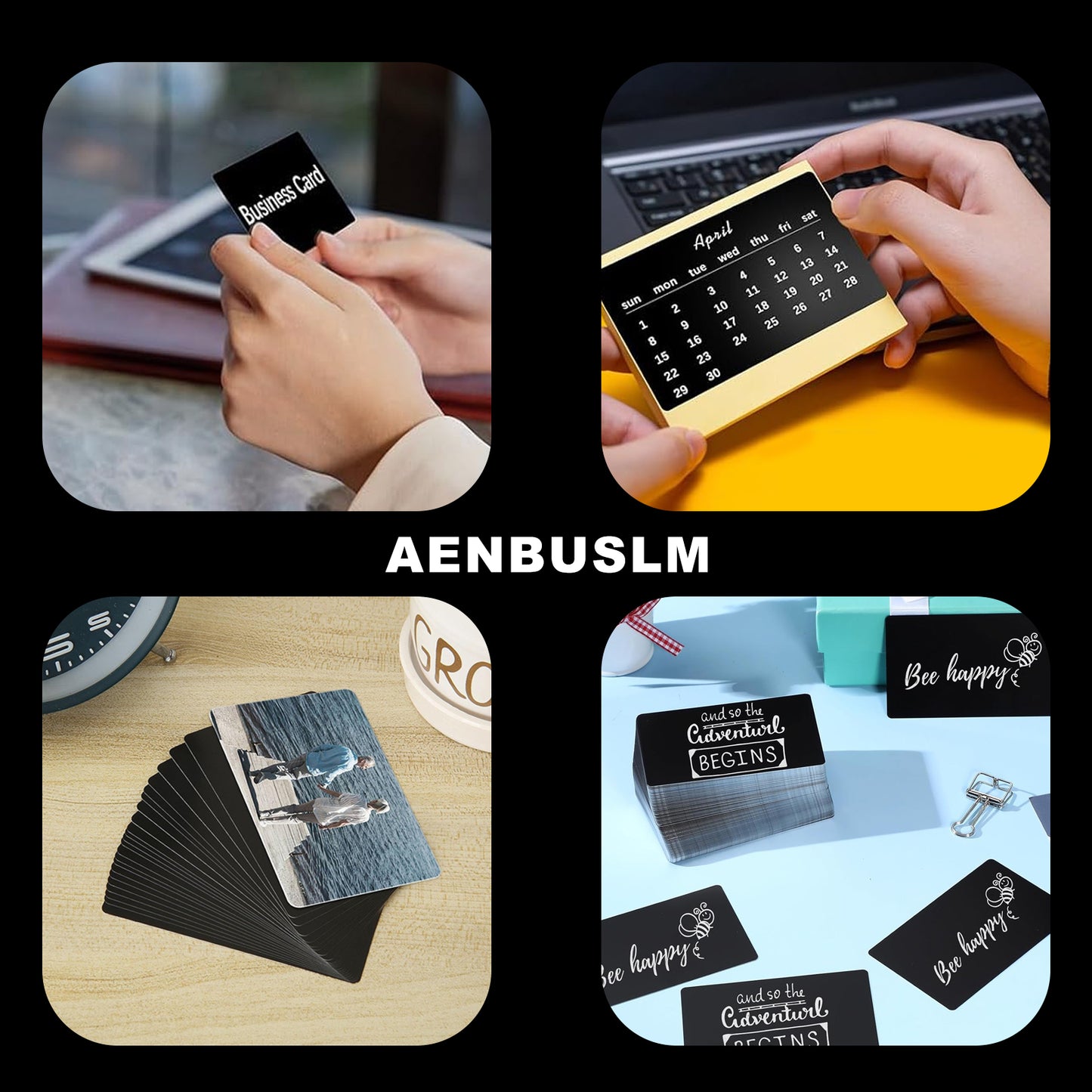 AENBUSLM Laser Engraving Blanks, 200pcs Black Aluminum Alloy Sheets for CNC Engraving, Laser Crafting, Multipurpose Metal Business Cards. DIY Gift Cards, 85 x 55x 0.2mm Thickness