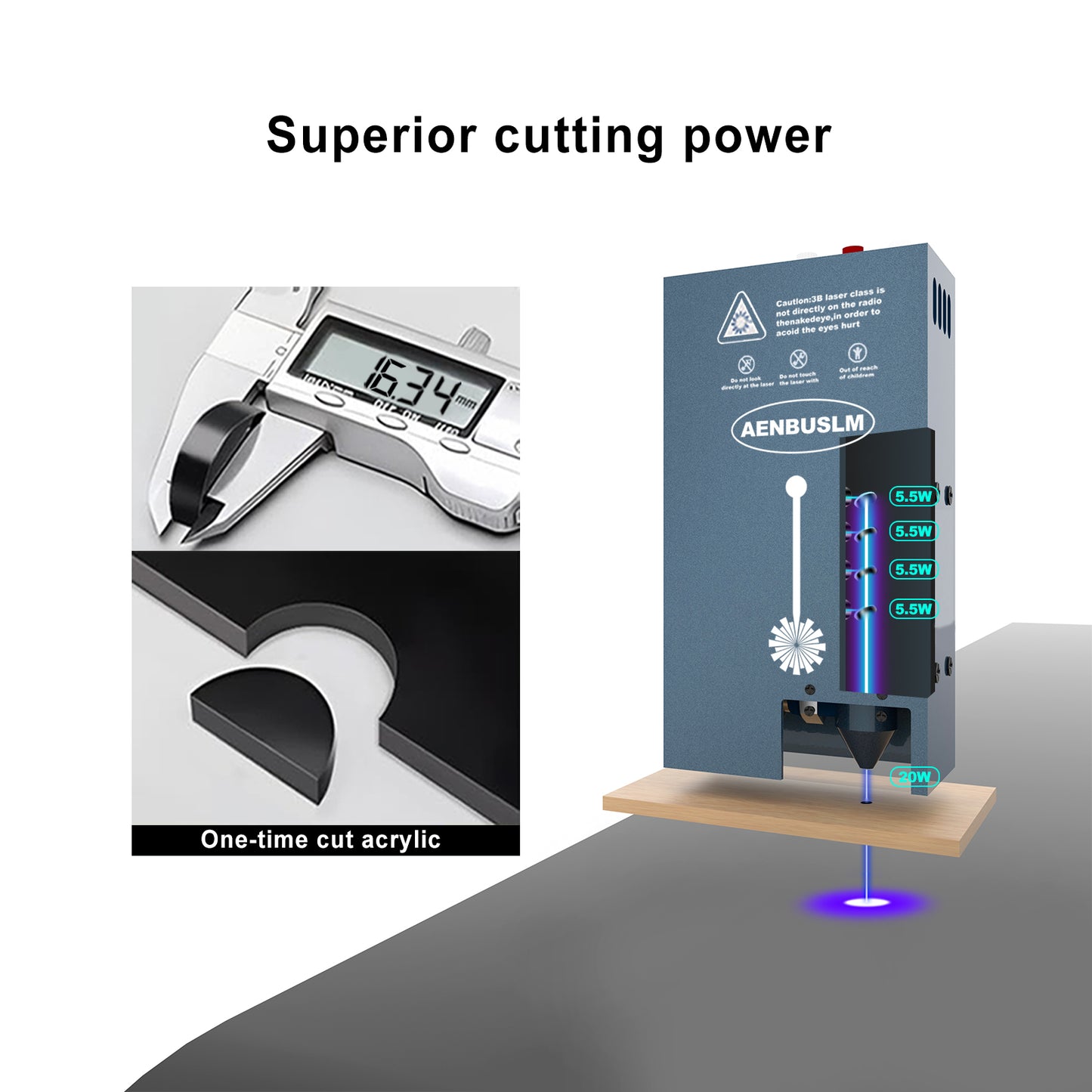 AENBUSLM Laser Engraving Cutting Module with Built-in Air Assist, 20W Output Power,Built-in FAC,Compressed Spot CNC Carving DIY Laser Master for Laser Cutter Laser Engraver Machine - Class 4