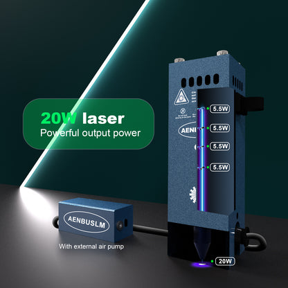 AENBUSLM Laser Module with Air Assit for Laser Cutter & Laser Engraver Machine,20W Output Power,Built in FAC,Ultra-Fine Compressed Spot CNC Carving DIY Laser Master - Class 4