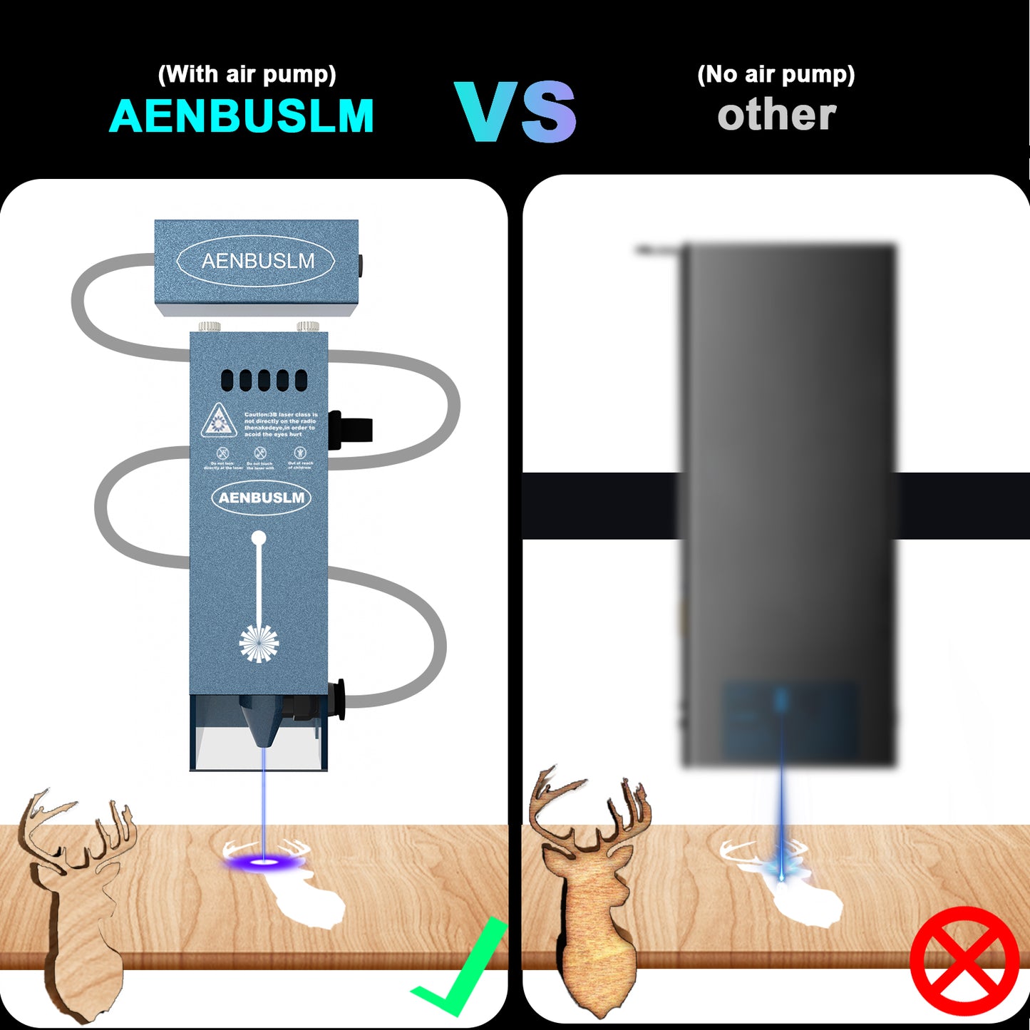 AENBUSLM  Laser Module with Air Assit for Laser Cutter & Laser Engraver Machine,10W(10000mW) Output Power,Built in FAC,Ultra-Fine Compressed Spot CNC Carving DIY Laser Master - Class 4